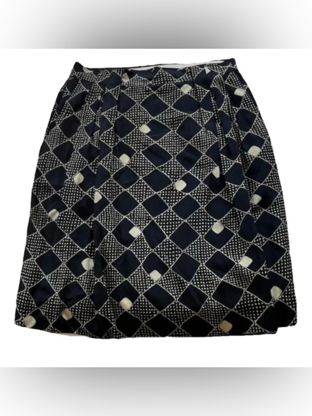 Dior Navy and White Geometric A-Line Skirt